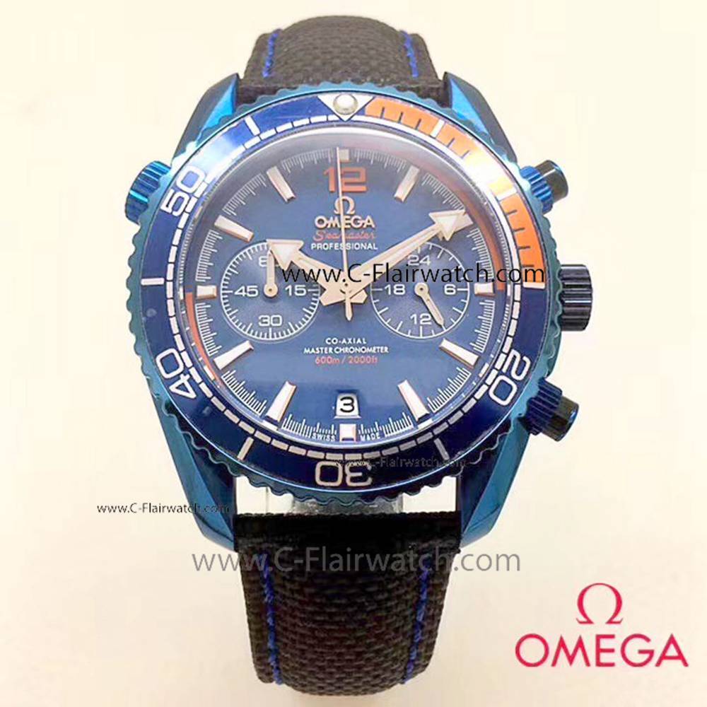 Japan Grade Omega Clone Watch Black Face Black&Orange Bezel
